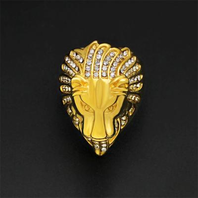 China TRENDY Never Fade 18k Gold PVD Plated Rings Jewelry Hip Hops Lion Ring Men for sale