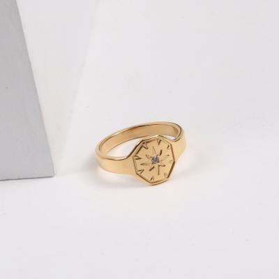 China Tarnish free casual/sporty women star geometric sign ring shape starburst stainless steel stainless steel rings for women for sale