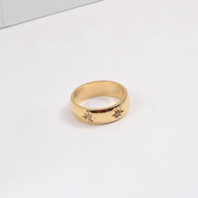 China Casual/Sporty Non Tarnish Stainless Steel 18K Gold Plated CZ North Star Stacking Ring Jewelry For Women for sale