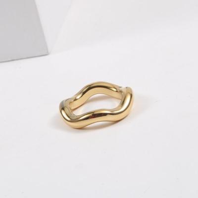 China Wholesale Custom Women's Casual/Sporty Jewelry Stainless Steel Wave Ring Minimalist Stackable Irregular Rings For Women for sale