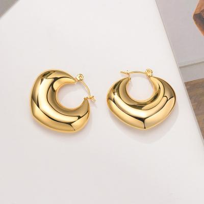 China Heart Hoop Earring Gold Plated 30mm Casual Hollow Heart Earrings Women Stainless Steel/Sporty for sale