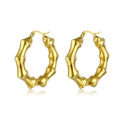 China BOHEMIA christmas gift hiphop name plated personalized 18k gold plating jewelry circle bamboo earrings for women for sale