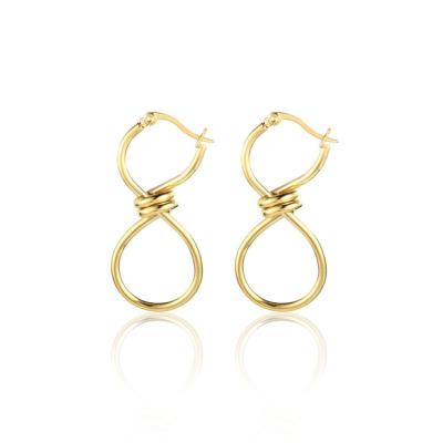 China Women's Earrings 2021 Stainless Steel Lucky Number 8 Luck Rope Wire Luxury Tasty Trendy Gold Plated Earring for sale