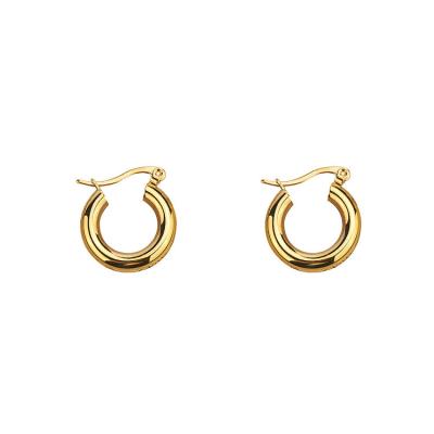 China Women Luxury Popular Trendy Small Circle Earrings, Wholesale Designer 18K Gold Plated Jewelry Stainless Steel Earring For Girl for sale