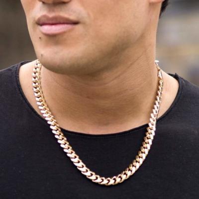 China Stainless Steel TRENDY Men's Fashion Gold Chain Round Cuban Link Chain Bracelet for sale