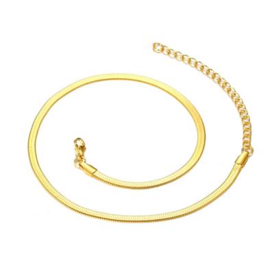 China Fashion CLASSIC women snake chain choker flat fishbone necklace, 14k 18k gold plated necklace chain jewelry for sale