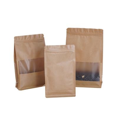 China Recyclable High Quality Frosted Eight Side Kraft Paper Zip Lock Bag With Window for sale