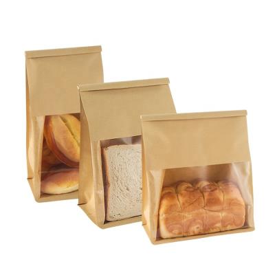 China Recyclable Bread Toast Baking Packaging Bag With Window Transparent Kraft Paper Food Packaging for sale