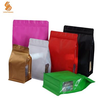 China 10*20+8*12C color printing moisture-proof zipper vertical square bottom bag, aluminum foil inner color packing eight side sealing bag, for sale