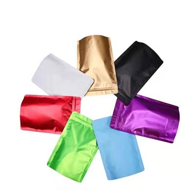 China 100 Pcs Recyclable Wholesale Colorful Aluminum Foil Food Packaging Bags With Zipper Lock For Tea Coffee Pet Food Packaging for sale