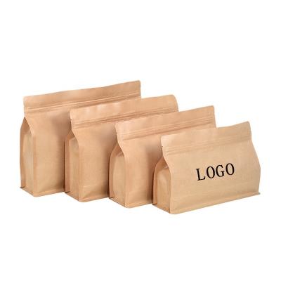 China Recyclable Kraft Paper Bags For Food Packaging Resealable Bag With Tear Notch For Universal Storage for sale