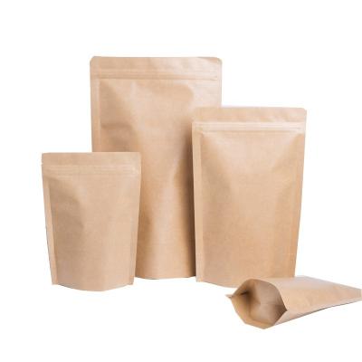 China Recyclable Resealable Bags Stand Up Foil Bags High Barrier Natural Kraft Paper Backing Up Pouches Bags With Zipper For Coffee Tea Packaging for sale