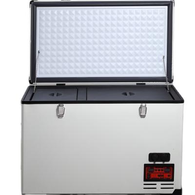 China DC Compressor Car Fridge 75L Double Door Refrigerator 75L Double Room Portable Fridge Freezer and Freezer for Travel and Car HMCZ75SD for sale