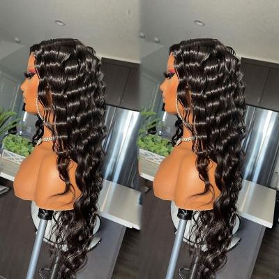 China Other Wholesale Transparent Lace Front Wig,Brazilian Raw Deep Wave Hair Wig,Hd Cuticle Aligned Hair Wigs For Black Women for sale