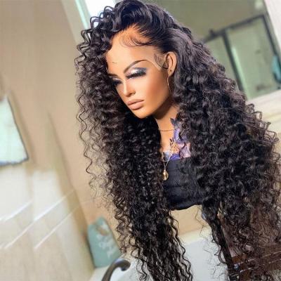 China Wholesale Deep Wave Double Wave 13X4 13X6 HD Drawn Swiss Lace Wig, Virgin Raw Cuticle Aligned Wig, Brazilian Hair Lace Front Wig for sale