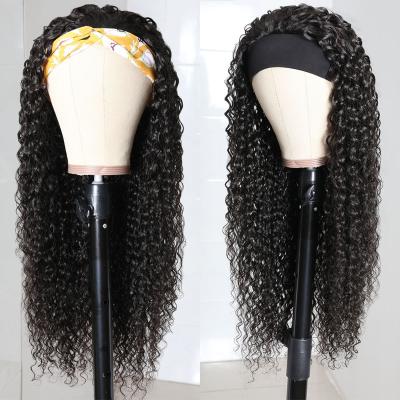 China Best Virgin Remy Deep Raw Indian Indian Wigs Kinky Wave Curly Headband Wigs, Wig With Headband Tied Wigs For Black Women, Glueless Headband Wig for sale