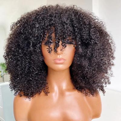 China Kinky Curly Hair Bouncy Fluffy Kinky Curly Wig, Glueless Wig Afro Main Wave Full Curve Wig, Brazilian Afro Curly Wig With Bangs for sale