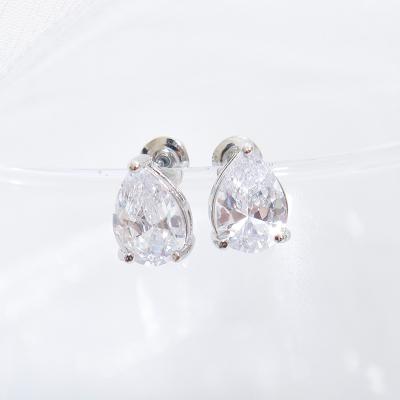 China Fashion TREND Jewelry 925 Sterling Silver Pear Cut DEF Color Moissanite Stones Stud Earrings for sale