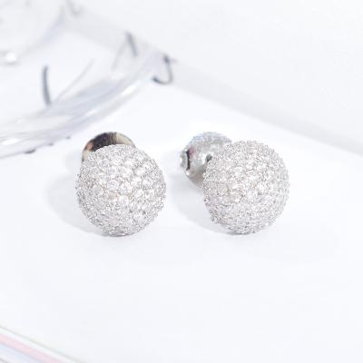 China Wholesale FASHIONABLE Women Wedding Jewelry Valentine's Day Gift Micro Inlaid Sparkle Cubic Zirconia Round Stud Earrings for sale