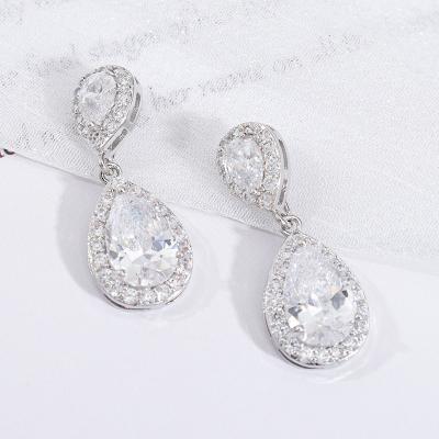 China FASHIONABLE high quality tear drop earrings bridal rhinestone zircon dangle earrings for wedding prom birthday for sale