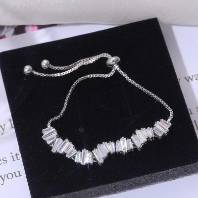 China Trendy Fashion Shinny Adjustable Chain Bracelet and AAA Cubic Zircon Wand Bracelet for Women Girl Wedding Jewelry for sale