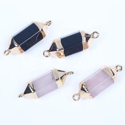 China CLASSIC Natural Stone Charms Irregular Gemstone Crystal Jewelry Accessories Two Drop Earrings Pendant for sale