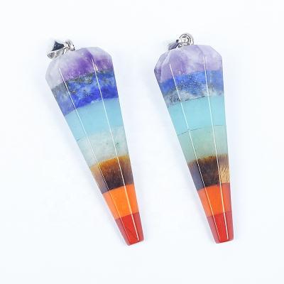 China Crystal Jewelry Natural Stone Accessories Healing Necklace Pendant Seven Chakra Hexagonal Pendant CLASSIC for sale