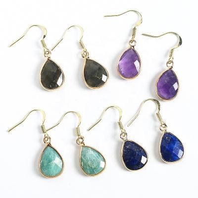 China Fashion Trendy Natural Stone Teardrop Earrings Boho Women Irregular Designer Jewelry Crystal Drop Earrings for sale