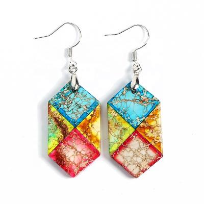 China Jewelry Women Bohemian Designer Boho Stone Fashion Geometric Earrings Wholesale TRENDY Drop Earrings Natural Jewelry Women Bohemian for sale