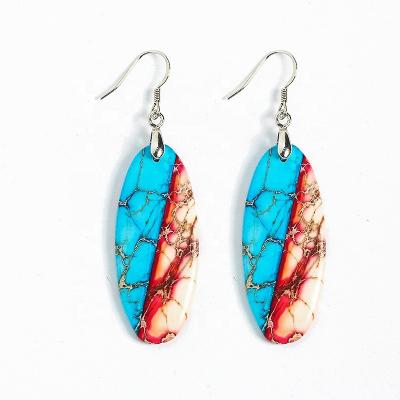 China Wholesale TRENDY Oval Earrings Shape Natural Stone Earrings 2022 Trendy Jewelry Women Bohemian Designer Earrings for sale