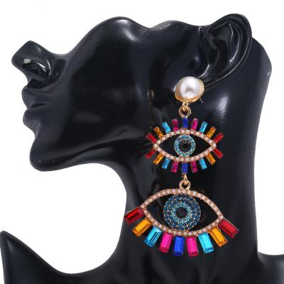 China High quality evil eye earrings exaggerated earrings female personality eye jewelry stud earrings new long retro for sale