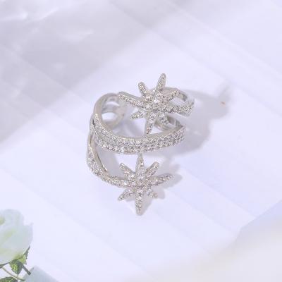 China Trendy Zircon Jewelry Fashion Jewelry Retro Star Shape String Shiny Knuckle Ring Women for sale