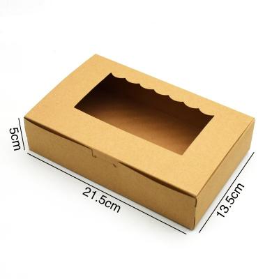 China Wholesale Recyclable Custom Printing Kraft Paper Bakery Pastry Cupcake Box Disposable Food Packaging Box With Clear Window for sale