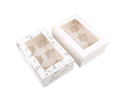 China Custom Recyclable Factory Supply Printing Recyclable Kraft Paper Baking Cupcake Box Food Packaging Box With Clear Window for sale