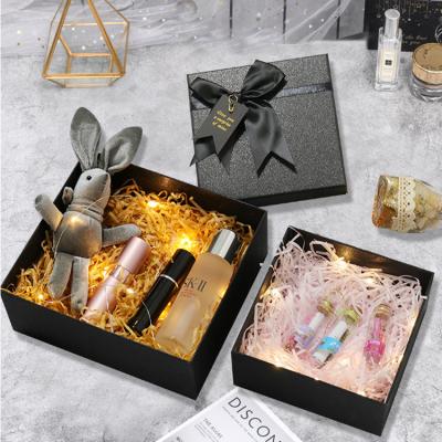 China Factory supply recyclable frosted light black exquisite bow gift box packing case valentine's day gift boxes for sale