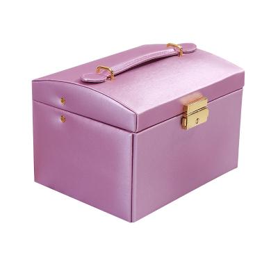 China Luxury Large Jewelry Box High Capacity Jewelry Storage Leather Travel Beauty Box for sale