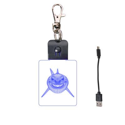 China Modern 3D Effect Rechargable Illusion 3d Key Chain Key Chain Glow In Dark Key Chain for sale