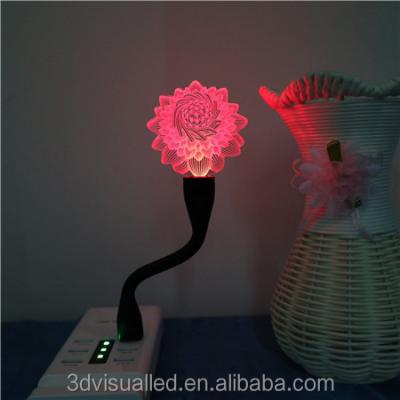 China 3D Shape Acrylic Visual Lamp Christmas Gift Heart Night Light USB Flashing Lamp for sale