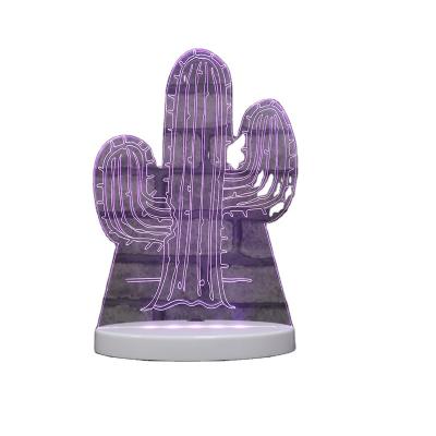 China Modern cactus led night light base 3d lamp 16 colors white lamp for sale for sale