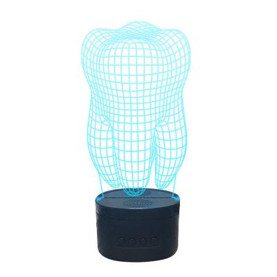 China Wholesale Industrial Blue 3D Speaker Illusion Table Lamp Acrylic Led Base 3d Tooth Speaker Black Blue Night Light for sale