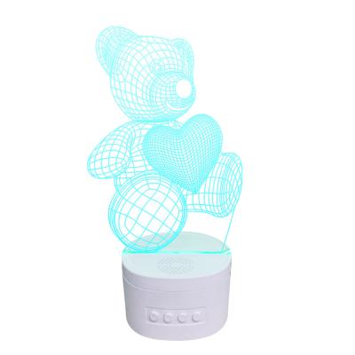 China Wholesale Industrial Blue Speaker Bear 3D Illusion Table Lamp Acrylic Led Base 3d Speaker Blue Night Light for sale