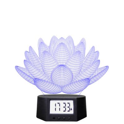 China Amazon industrial hot sale 7 colors shinny touch clock base remote available 3d night lamp for sale