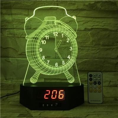 China Creative Christmas Gift Clock Design With Time Clock Base Touch Switch Remote Funtion Optional 7 Color Led Night Lamp Available for sale