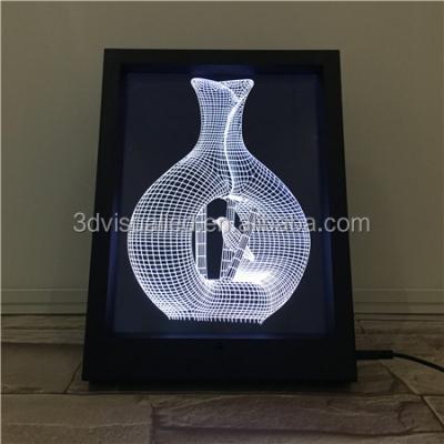 China New Design Customized Modern 3d Photo Frame Acrylic Light Led 3D Light Illusion Table Lamp USB Night Light Plastic Base for sale