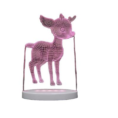 China Modern Deer Led Night Light Base 3d Illusion Lamp Novelty White Night Light for sale