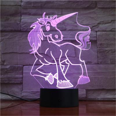 China Modern unicorn 3d table lamp black base 3d illusion lamp for ebay for sale