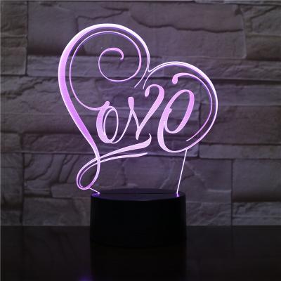 China Lover heart balloon 3D LED lamp love design 7 soft colors I LOVE YOU decoration valentines gift lover changing 3d acrylic led night light for sale