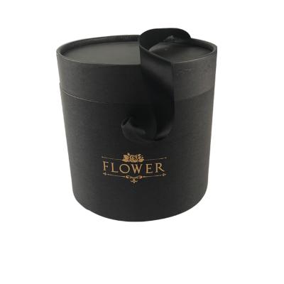 China Recycled Materials Wholesale Black Luxury Rose Gold Cardboard Cylinder Rose Canning Gift Packaging Flower Box With Custom Logo for sale