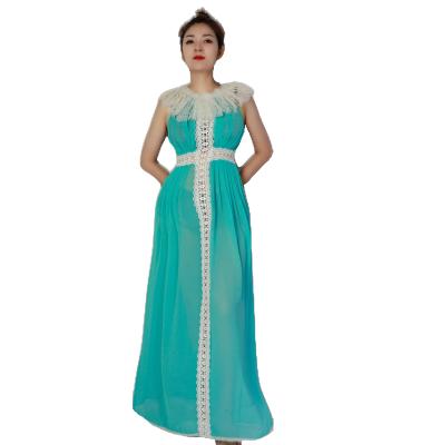 China EING C003 New Design Embroidery Chiffon Fabric Breathable Lace Design Long Skirt Nightgown for sale