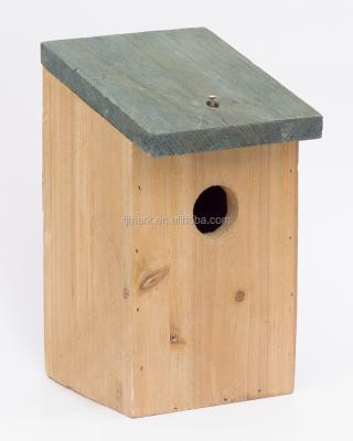 China Breathable Rectangle Bird House With Openable Green Roof Handmade Christmas Bird Houses for sale